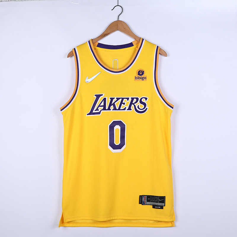 2022 Men Los Angeles Lakers #0 Westbrook Yellow City Edition 75th Nike 2021 NBA Jersey->nfl hats->Sports Caps